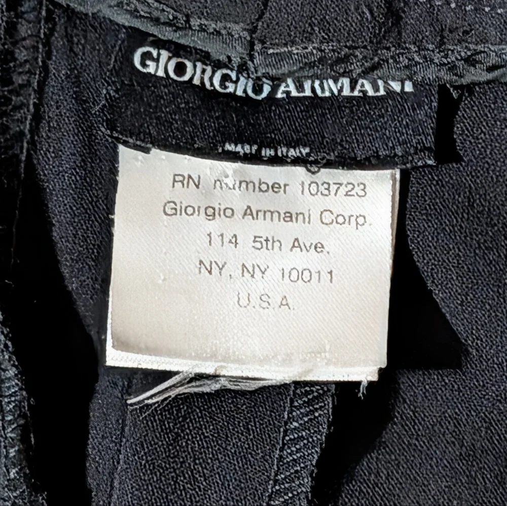 Giorgio Armani Black Label (Italy) High-Rise Wide Leg Black Trousers 28" X 31" - Picture 4 of 5